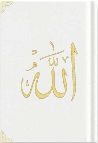 Rahle Boy Kadife Kur'an-ı Kerim (Beyaz, Nakışlı, Yaldızlı, Mühürlü) A3 | Hayrat Neşriyat (Ciltli) - Resim 1