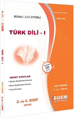 2. ve 4. Sınıf Ortak 3. ve 7. Yarıyıl Türk Dili 1 Konu Anlatımlı Soru Bankası