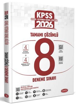 2026 KPSS Genel Yetenek Genel Kültür Tamamı Çözümlü 8 Deneme Sınavı | Data Yayınları (Ciltsiz) - Resim 1
