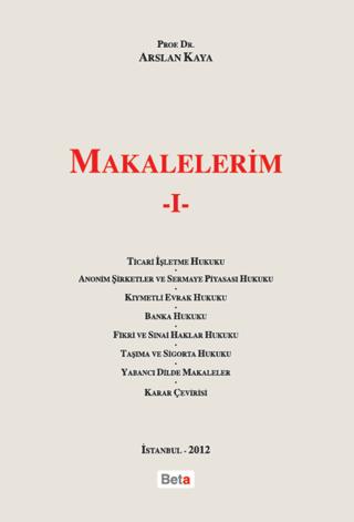 Makalelerim 1 | Beta Yayınevi (Ciltli) - Resim 1