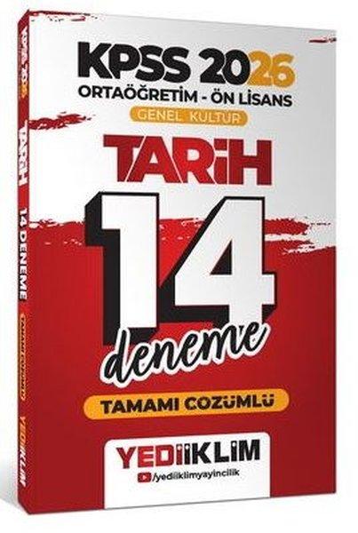 2026 KPSS Ortaöğretim Ön Lisans Genel Kültür Tarih Tamamı Çözümlü 14 Deneme | Yediiklim Yayınları (İnce Kapak) - Resim 1