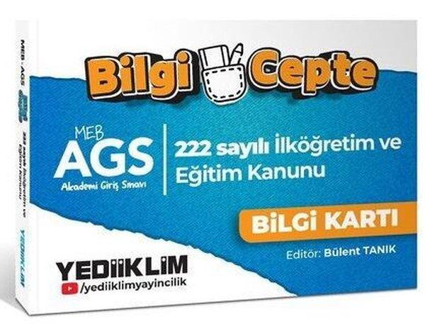 MEB AGS Bilgi Cepte 222 Sayılı İlköğretim ve Eğitim Kanunu Bilgi Kartı Soru - Cevap | Yediiklim Yayınları (İnce Kapak) - Resim 1