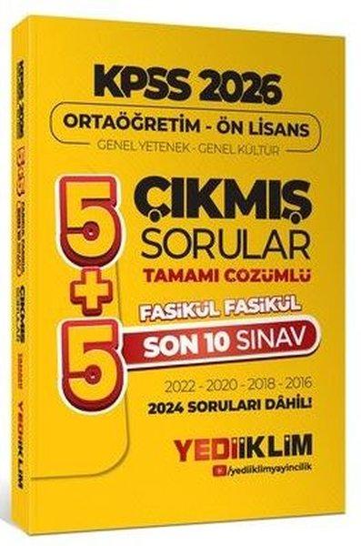 2026 Ortaöğretim - Önlisans Genel Yetenek Genel Kültür 5+5 Tamamı Çözümlü Son 10 Sınav Fasikül Fasik | Yediiklim Yayınları (İnce Kapak) - Resim 1