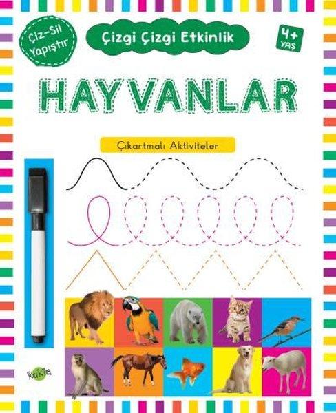 Hayvanlar Çıkartmalı Aktiviteler 4 Yaş Çizgi Çizgi Etkinlik | Kukla (İnce Kapak) - Resim 1