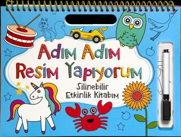Adım Adım Resim Yapıyorum - Mavi Kapak - Silinebilir Etkinlik Kitabım | Net Çocuk Yayınları (İnce Kapak) - Resim 1