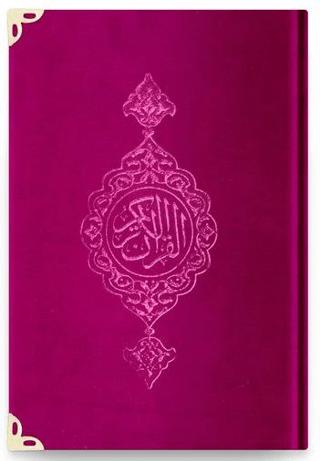 Çanta Boy Kadife Kur'an-ı Kerim (Fuşya Pembe, Yaldızlı, Mühürlü) - B6 Fuşya Pembe