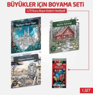 NTT 3 Kitap + Boyama Kalemi Büyükler İçin Boyama 1. Set | Note The Time - Resim 1