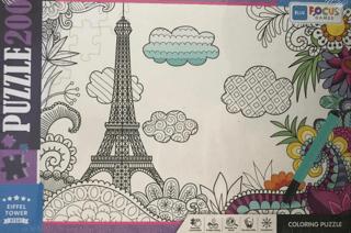 200 Parça Coloring Puzzle Eiffel Tower - Eyfel Kulesi | Blue Focus Yayınları - Resim 1