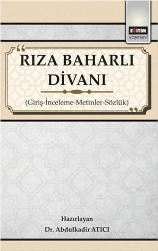 Rıza Baharlı Divanı | Eğitim Yayınevi - Bilimsel Eserler (Ciltsiz) - Resim 1