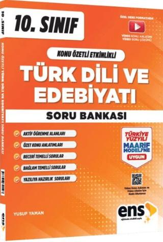 10. Sınıf Türk Dili ve Edebiyatı Konu Özetli Etkinlikli Soru Bankası | ENS Yayınları (Ciltsiz) - Resim 1