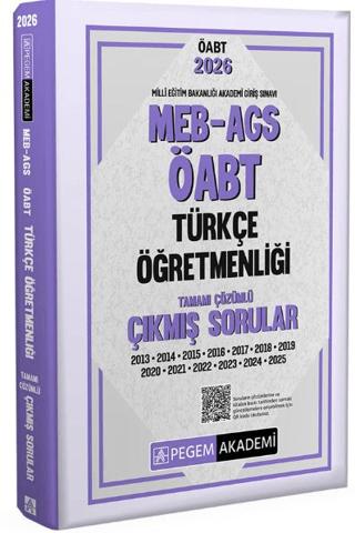 2026 MEB AGS ÖABT Türkçe Öğretmenliği Tamamı Çözümü Çıkmış Sorular | Pegem Akademi Yayıncılık (Ciltsiz) - Resim 1