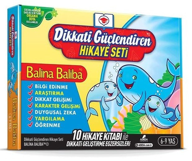 Dikkati Güçlendiren Hikaye Seti-Balina Baliba Kutulu Set- 6-9 Yaş - 10 Kitap Takım | Adeda