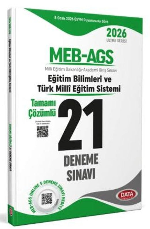 2026 AGS Eğitimin Temelleri ve Türk Milli Eğitim Sistemi Tamamı Çözümlü 21 Deneme Sınavı | Data Yayınları (Ciltsiz)