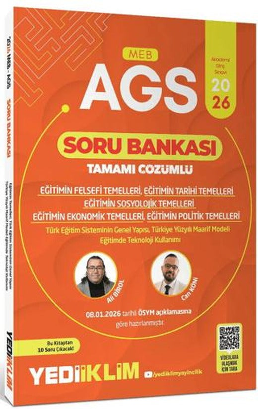 2026 MEB AGS Eğitimin Temelleri ve Temel Kavramlar Türk Milli Eğitim Sisteminin Tamamı Çözümlü Soru Bankası | Yediiklim Yayınları (Ciltsiz)