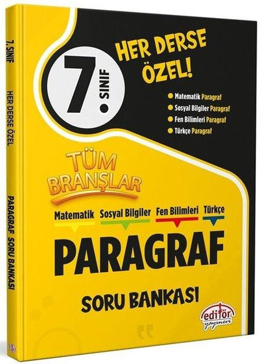 7. Sınıf Tüm Branşlar Paragraf Soru Bankası | Editör (İnce Kapak)