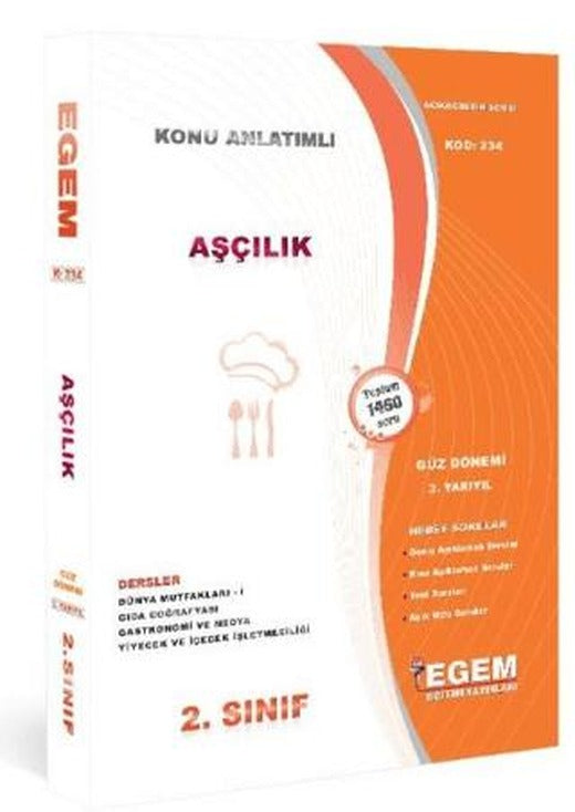 2. Sınıf Aşçılık Güz Dönemi 3. Yarıyıl Tüm Dersler Konu Anlatımlı Soru Bankası (234)