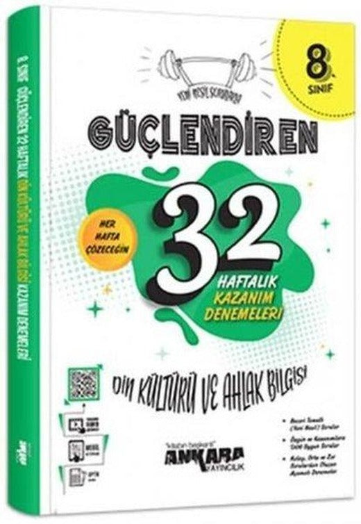 8. Sınıf Din Kültürü ve Ahlak Bilgisi Güçlendiren 32 Haftalık Kazanım Denemeleri | Ankara Yayıncılık (İnce Kapak)