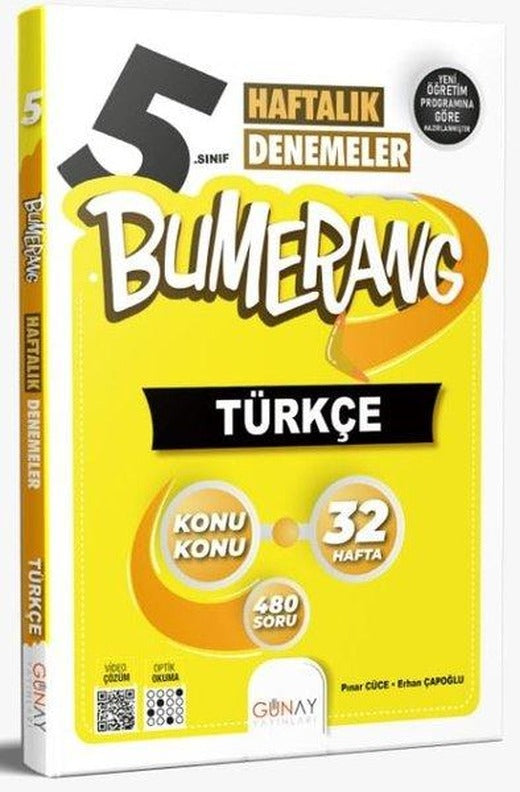 5. Sınıf Bumerang 32 Haftalık Türkçe Denemeleri | Günay Yayıncılık (İnce Kapak)