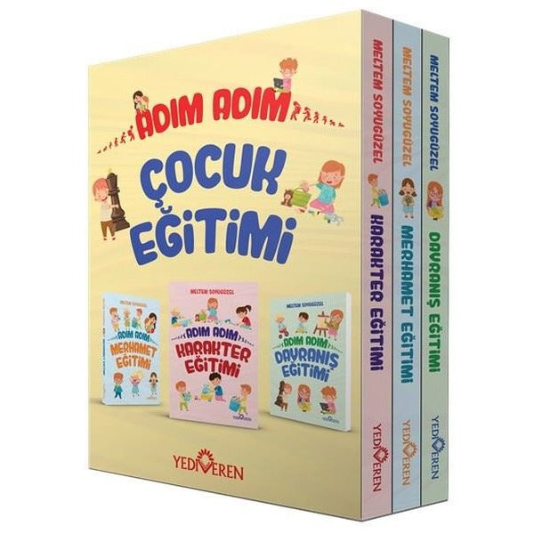Adım Adım Çocuk Eğitimi Seti - Kutulu - 3 Kitap Takım | Yediveren Yayınları (İnce Kapak)