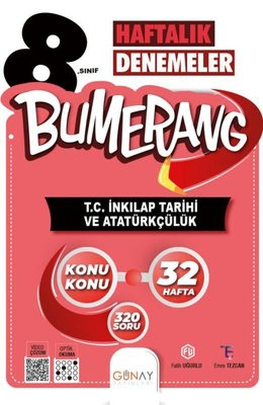 8. Sınıf Bumerang 32 Haftalık T.C. İnkılap Tarihi Ve Atatürkçülük Denemeleri | Günay Yayıncılık (İnce Kapak)
