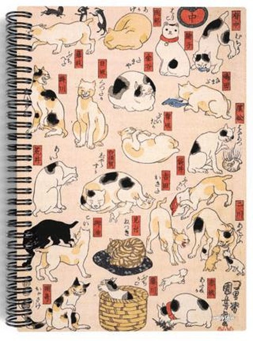 Utagawa Kuniyoshi - Cats of the Tokaido, 1850 / Spiralli Defter 07 - Çizgisiz - 100 Sayfa | Miosho