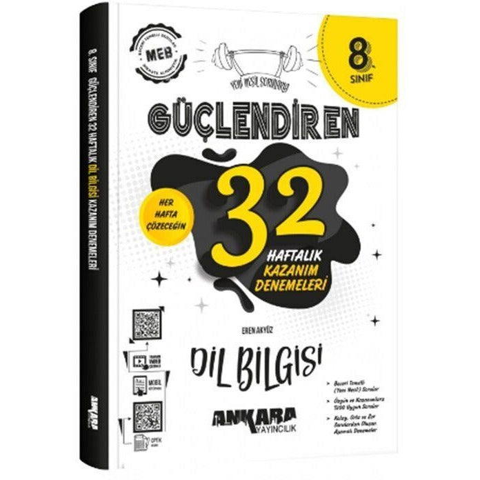 8. Sınıf Güçlendiren 32 Haftalık Dil Bilgisi Kazanım Denemeleri | Ankara Yayıncılık (İnce Kapak)