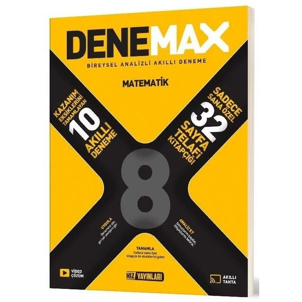 Denemax 8. Sınıf Matematık 10'Lu Akıllı Deneme | Hız Yayınları (İnce Kapak)