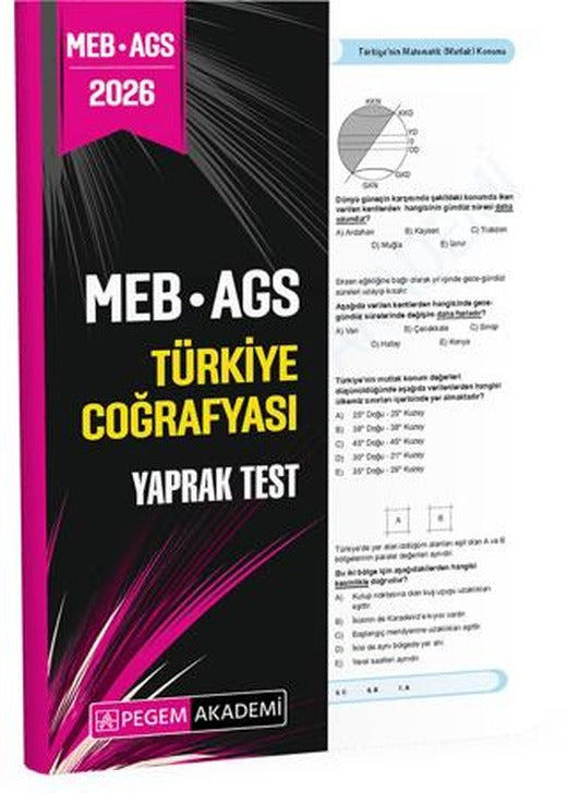 2026 MEB AGS Türkiye Coğrafyası Yaprak Test | Pegem Akademi Yayıncılık (Ciltsiz)