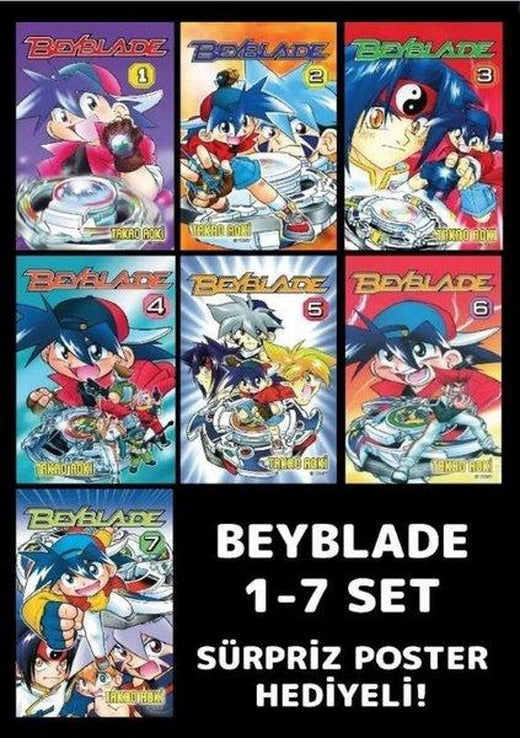 Beyblade 1 - 7 - Poster Hediyeli Set | Komik Şeyler (İnce Kapak)