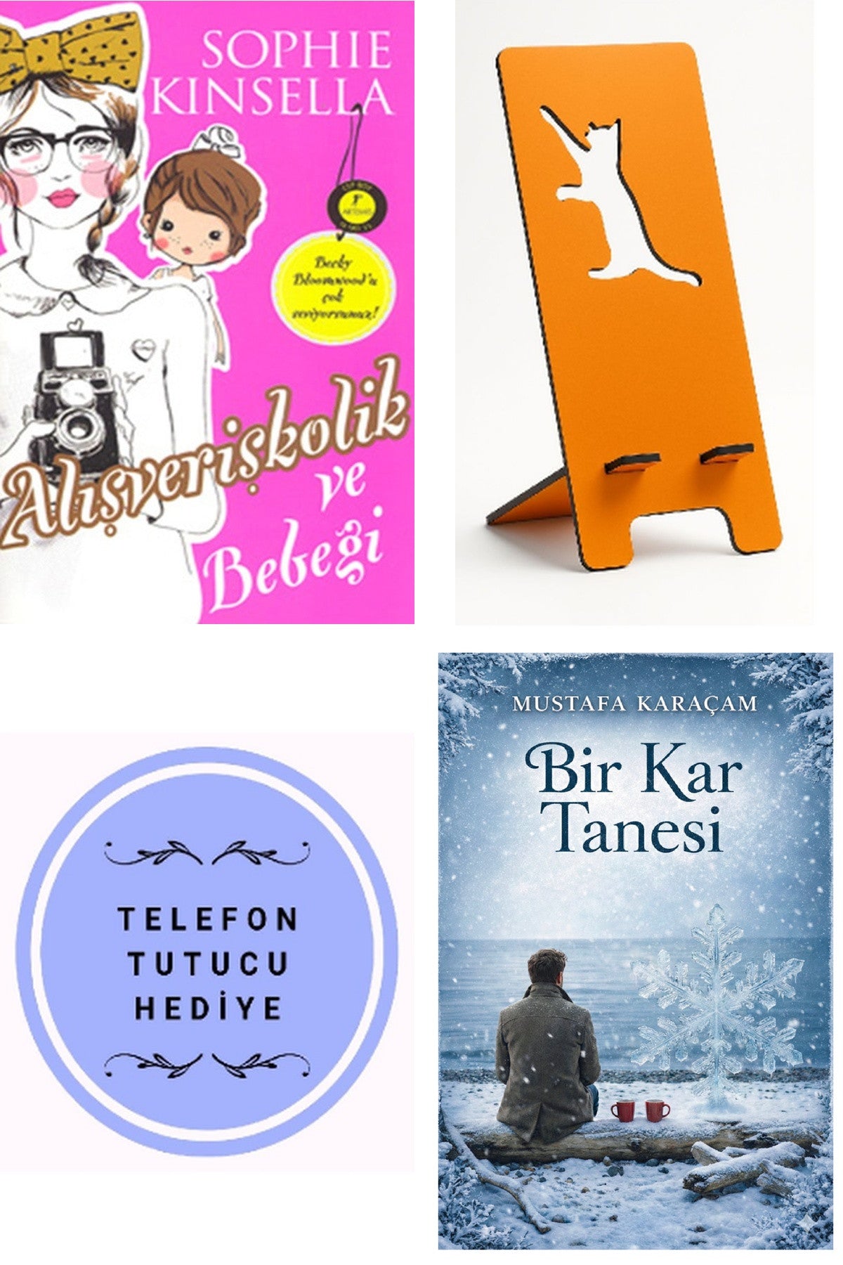 Alışverişkolik ve Bebeği - Sophie Kinsella + Telefon Tutucu + Bir Kar Tanesi kitap kapağı