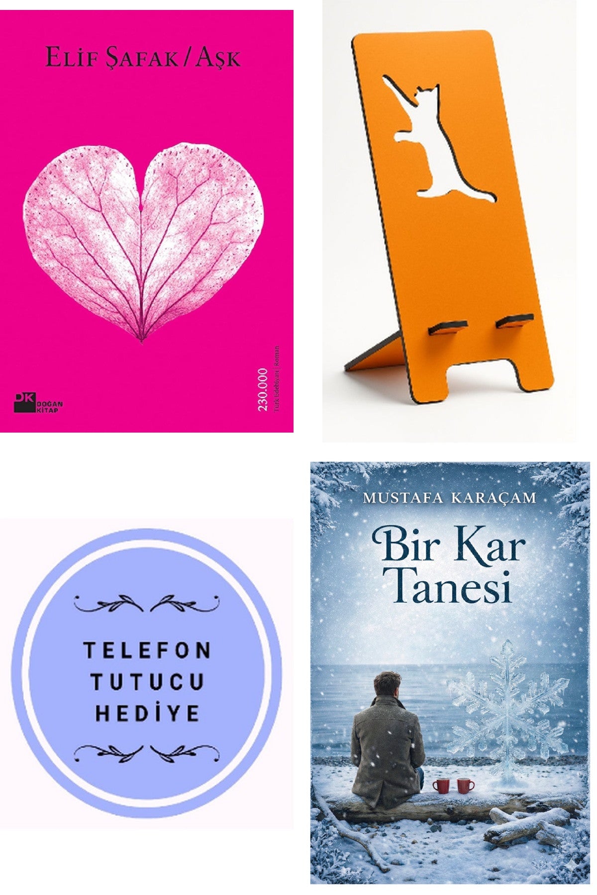 Aşk - Elif Şafak + Telefon Tutucu + Bir Kar Tanesi kitap kapağı