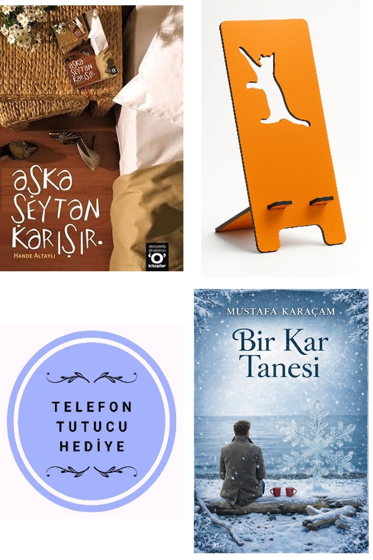 Aşka Şeytan Karışır - Hande Altaylı + Telefon Tutucu + Bir Kar Tanesi kitap kapağı