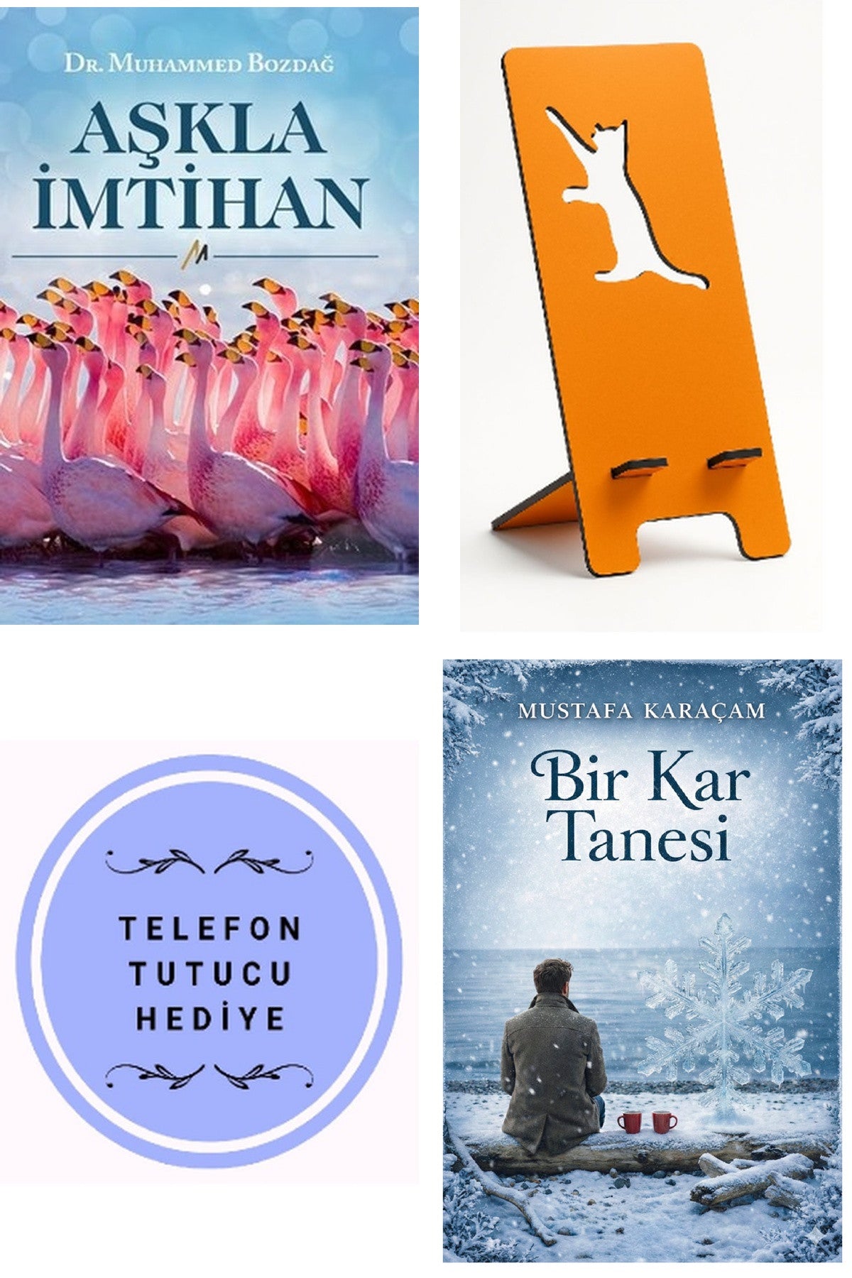 Aşkla İmtihan - Muhammed Bozdağ + Telefon Tutucu + Bir Kar Tanesi kitap kapağı