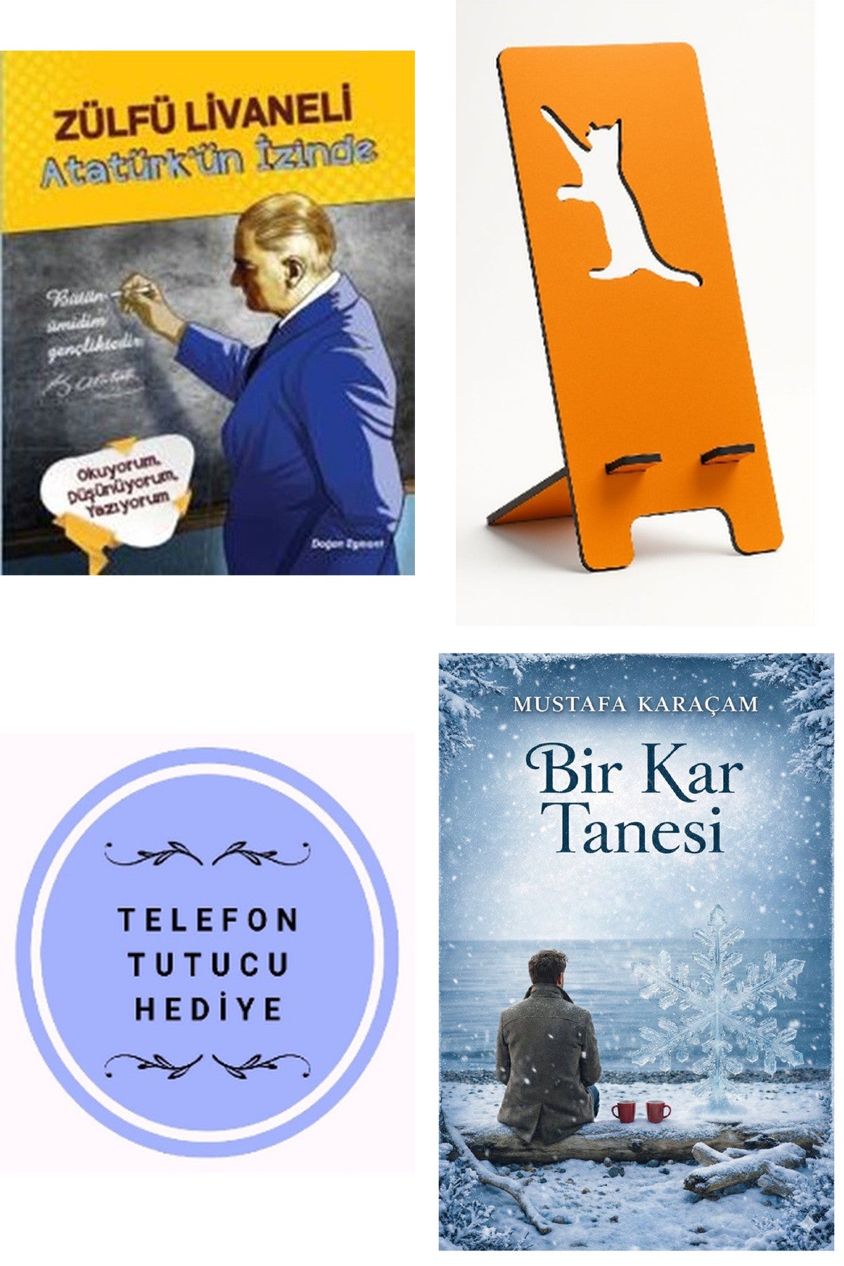 Atatürkün İzinde - Zülfü Livaneli + Telefon Tutucu + Bir Kar Tanesi kitap kapağı