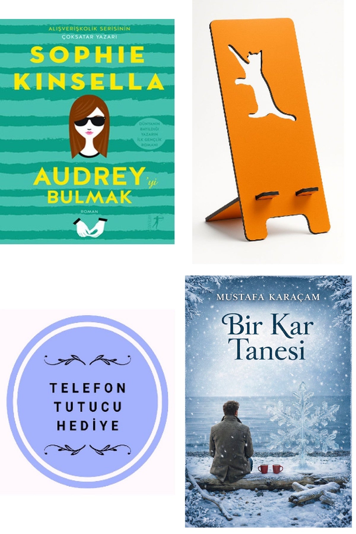 Audrey'yi Bulmak - Sophie Kinsella + Telefon Tutucu + Bir Kar Tanesi kitap kapağı