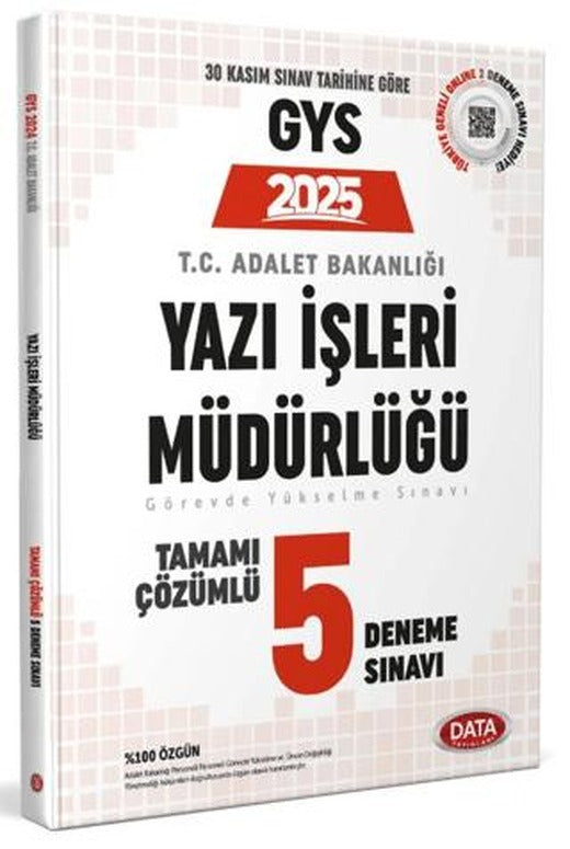 GYS Adalet Bakanlığı Yazı İşleri Müdürlüğü Çözümlü 5 Deneme Sınavı | Data Yayınları (Ciltsiz)