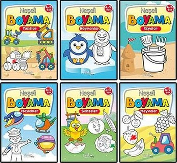 4 - 5 Yaş Neşeli Boyama Seti - 6 Kitap Takım | Pinokyo