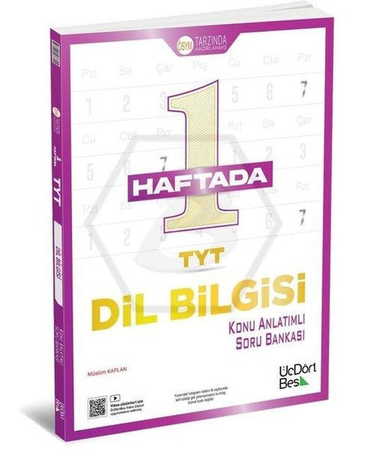 TYT 1 Haftada Dilbilgisi Konu Anlatımlı Soru Bankası | Üç Dört Beş Yayınları (İnce Kapak)