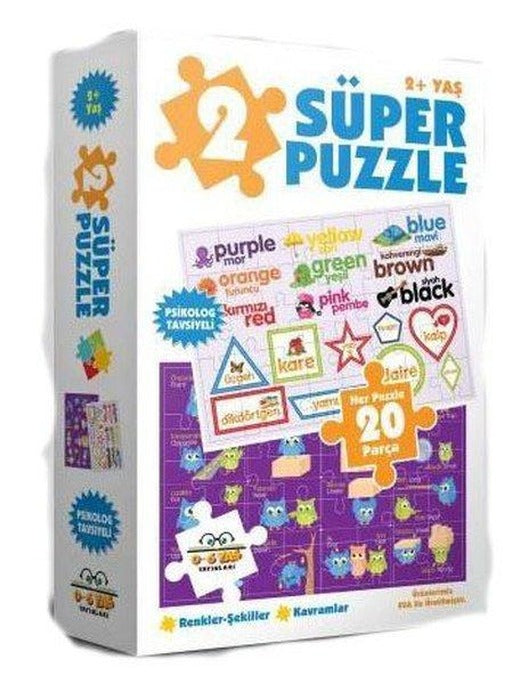 2 Süper Puzzle Renkler-Şekiller - Kavramlar 2+Yaş | 0-6 Yaş Yayınları (İnce Kapak)