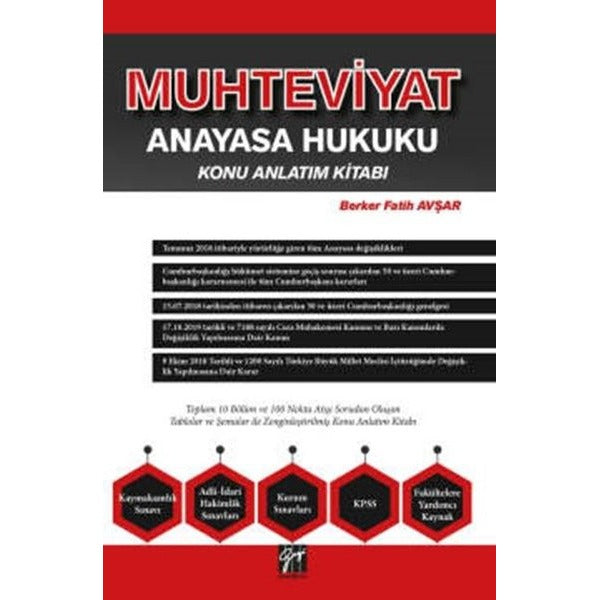 Muhteviyat Anayasa Hukuku Konu Anlatım Kitabı | Gazi Kitabevi (Ciltsiz)