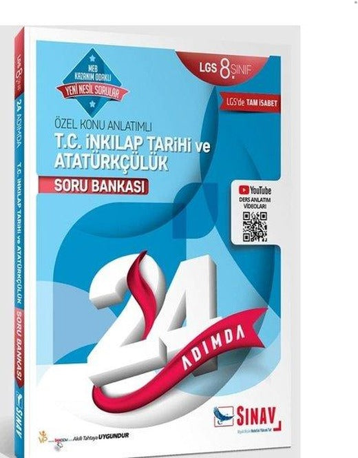 Sınav 8.Sınıf 24 Adımda T.C. İnkılap Tarihi ve Atatürkçülük Soru Bankası | Sınav Dergisi Yayınları (İnce Kapak)