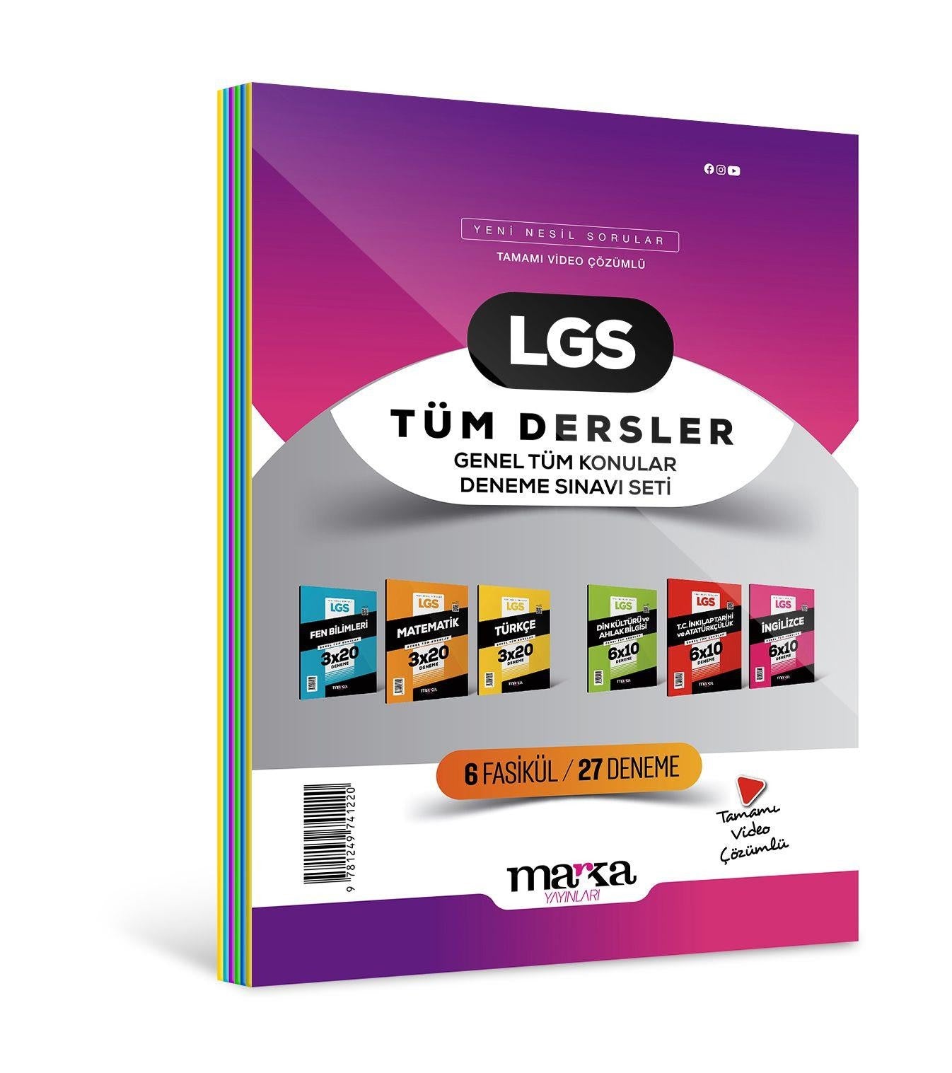 2025 LGS Genel Konular Tüm Dersler Deneme Sınavı Seti 6 Fasikül 27 Deneme | Marka Yayınları (İnce Kapak)