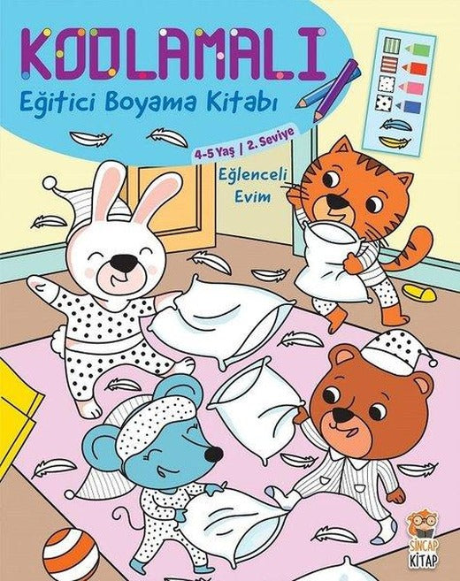 Eğlenceli Evim 4-5 Yaş-Kodlamalı Eğitici Boyama Kitabı-2.Seviye | Sincap Kitap (İnce Kapak)