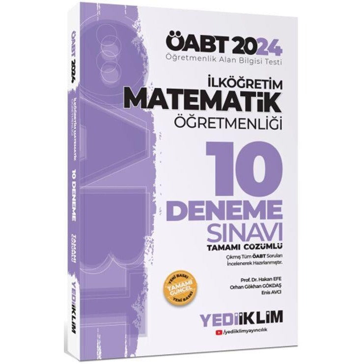 2024 ÖABT İlköğretim Matematik Öğretmenliği Tamamı Çözümlü 10 Deneme Sınavı | Yediiklim Yayınları (Ciltsiz)