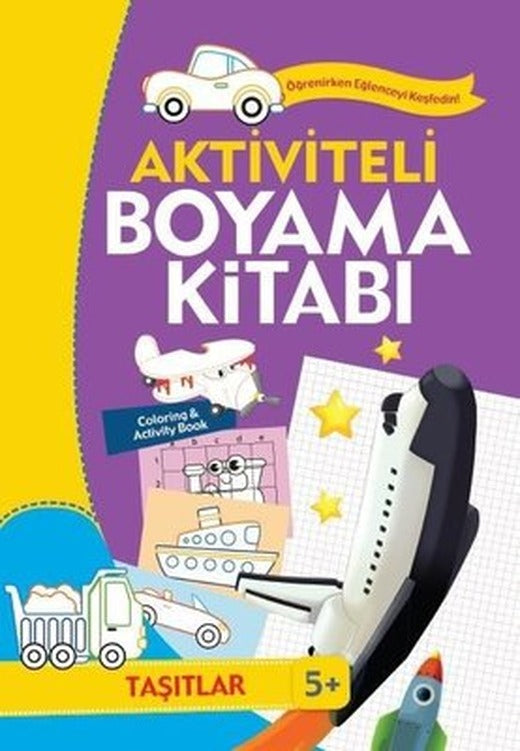 Taşıtlar-Aktiviteli Boyama Kitabı Mor Renk 5+ | Koloni Çocuk Yayınları