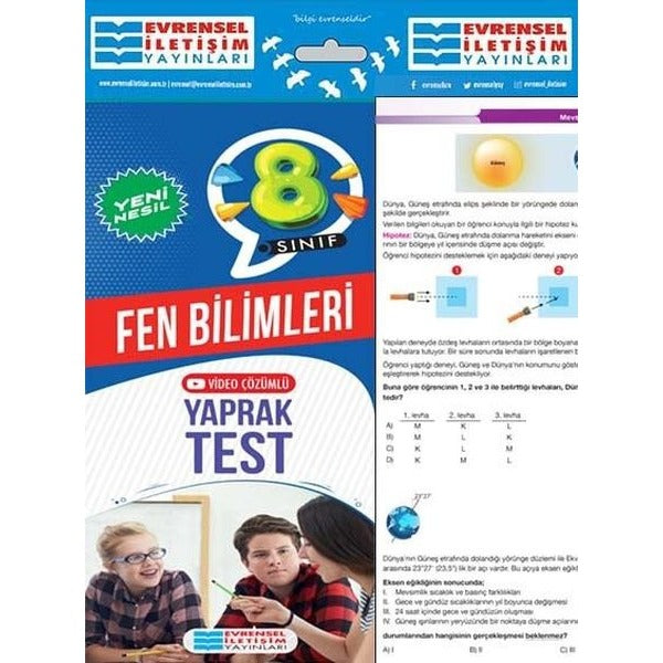 8.Sınıf Fen Bilimleri Yeni Nesil Yaprak Test | Evrensel İletişim Yayınları (İnce Kapak)