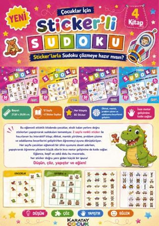 Çocuklar İçin Sticker’li Sudoku - 4 Kitap