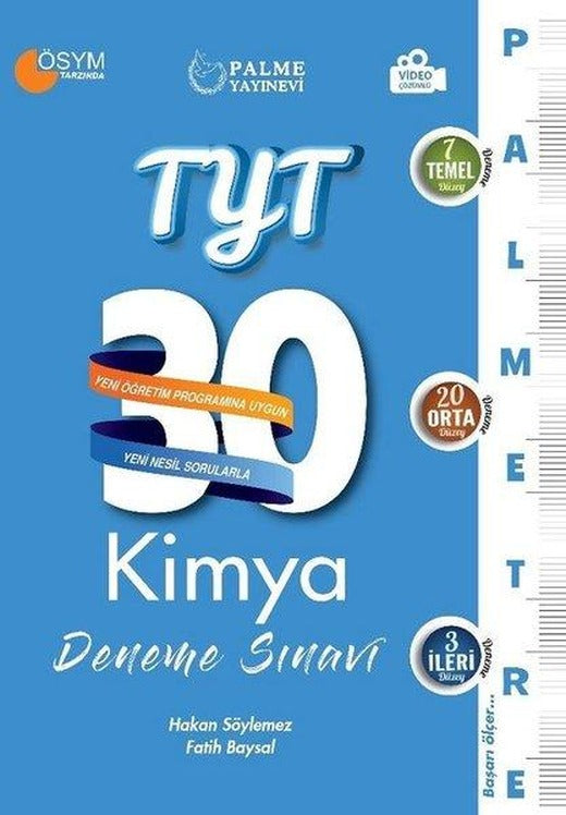 TYT 30 Kimya Deneme Sınavı - Palmetre Serisi | Palme Eğitim (İnce Kapak)