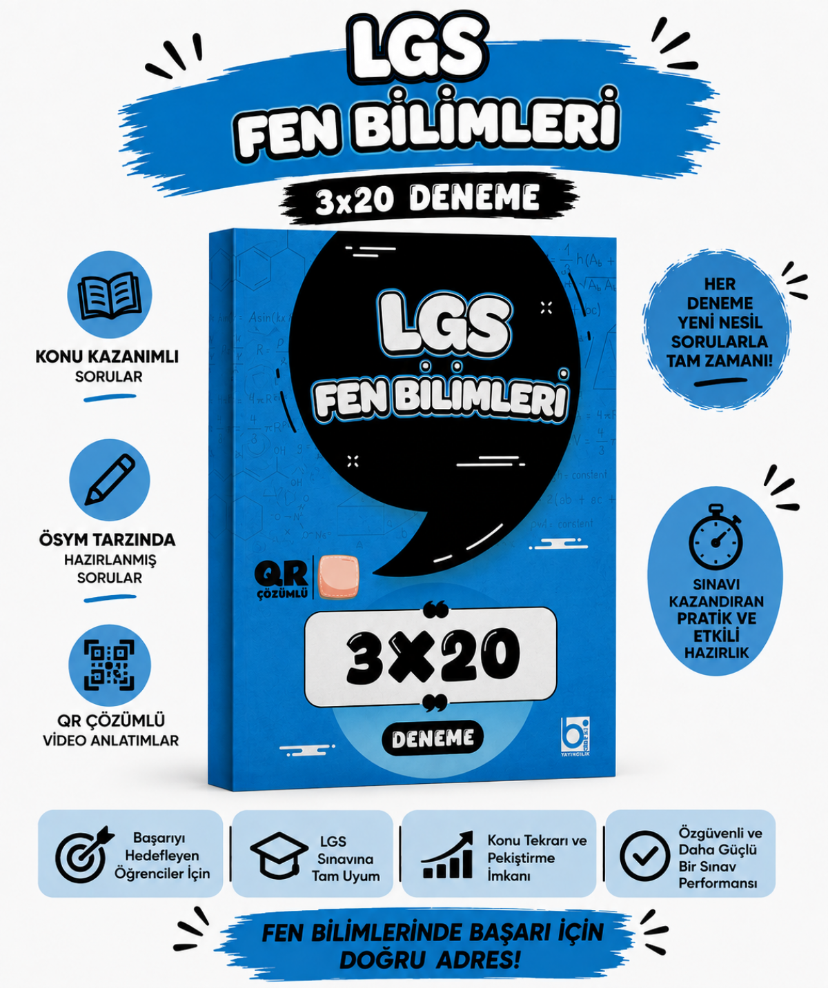 Bigelio 2027 LGS 8. Sınıf Fen Bilimleri 3 x 20 Deneme Sınavı Bigelio Yayıncılık kitap kapağı