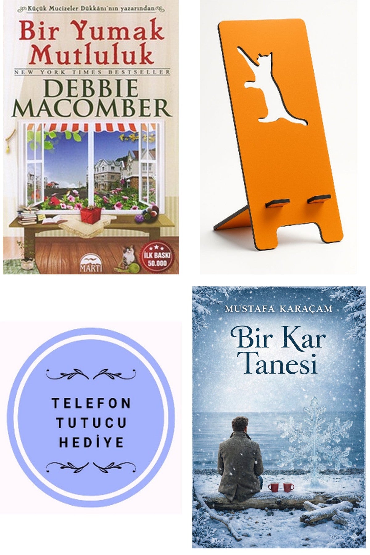 Bir Yumak Mutluluk - Debbie Macomber + Telefon Tutucu + Bir Kar Tanesi kitap kapağı
